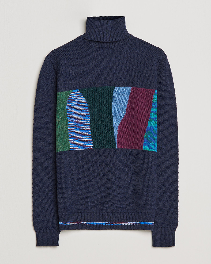 Hombres | Jerséis y prendas de punto | Missoni | Patchwork Chevron Turtleneck Navy