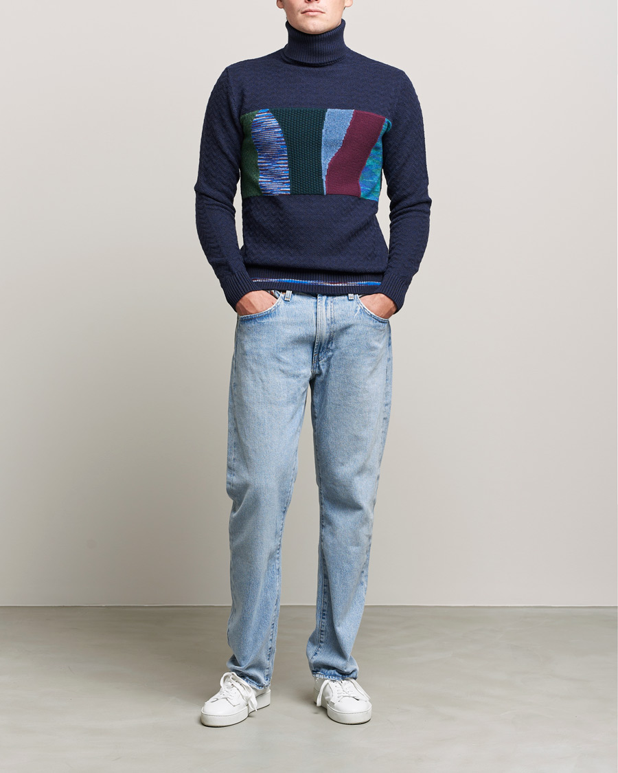 Hombres | Jerséis y prendas de punto | Missoni | Patchwork Chevron Turtleneck Navy
