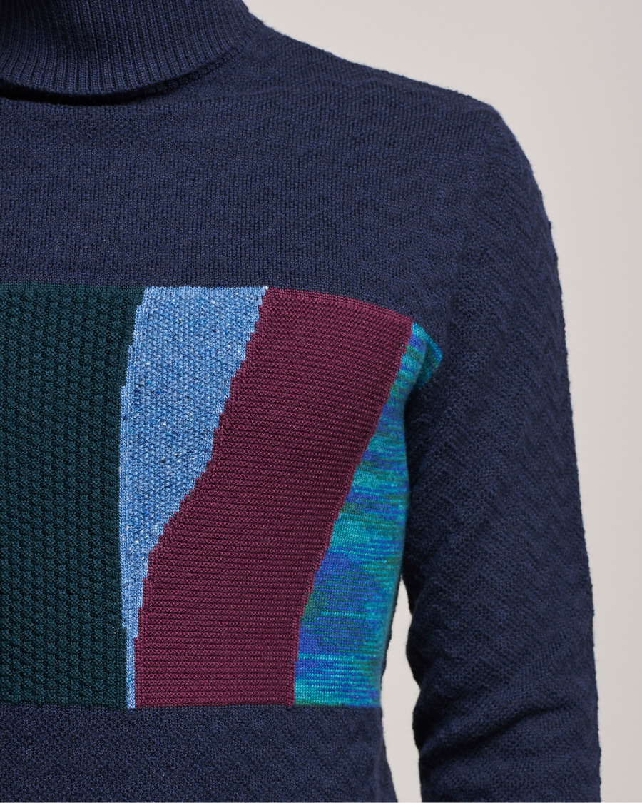 Hombres | Jerséis y prendas de punto | Missoni | Patchwork Chevron Turtleneck Navy