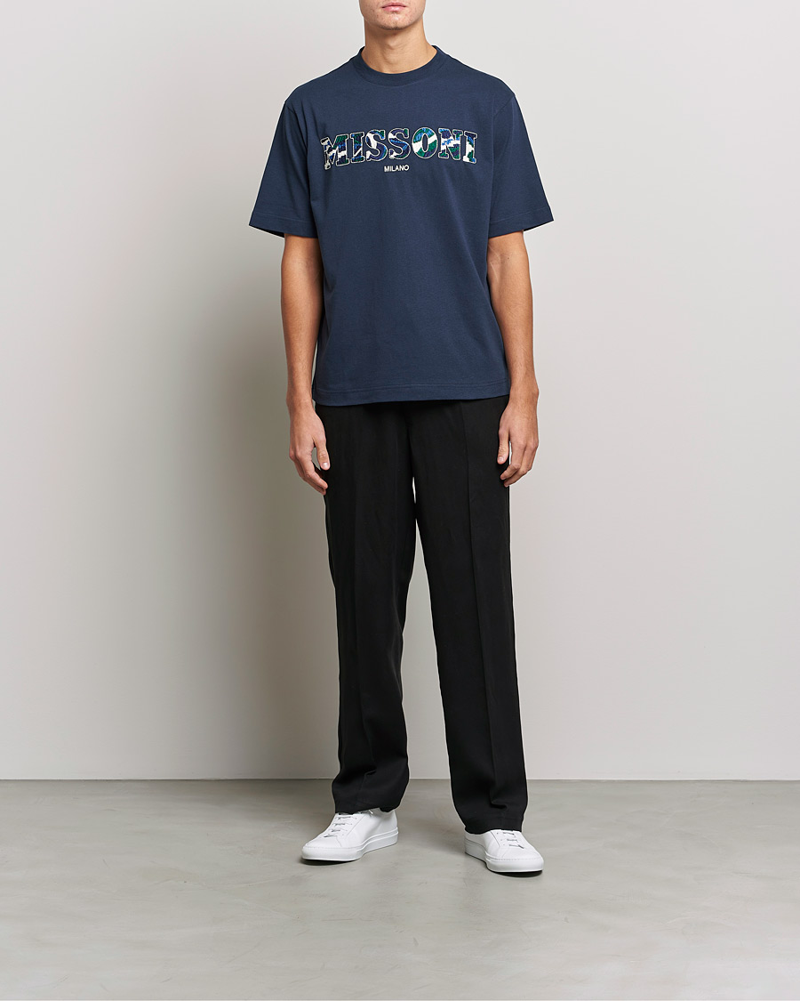 Hombres | Camisetas | Missoni | Embroidered Logo T-Shirt Dark Blue