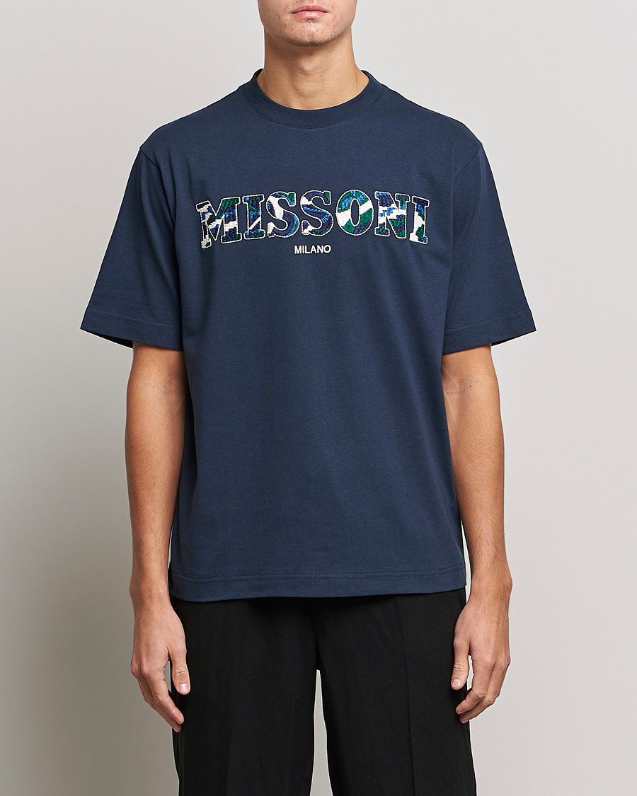 Hombres | Camisetas | Missoni | Embroidered Logo T-Shirt Dark Blue