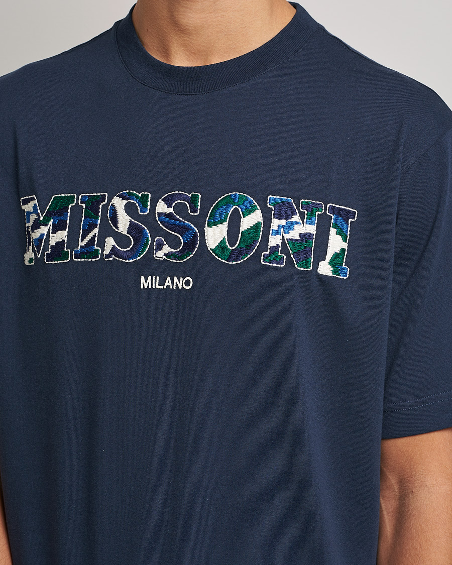 Hombres | Camisetas | Missoni | Embroidered Logo T-Shirt Dark Blue
