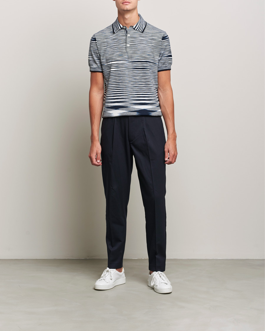 Hombres | Polos | Missoni | Fiammato Knitted Polo Navy/White