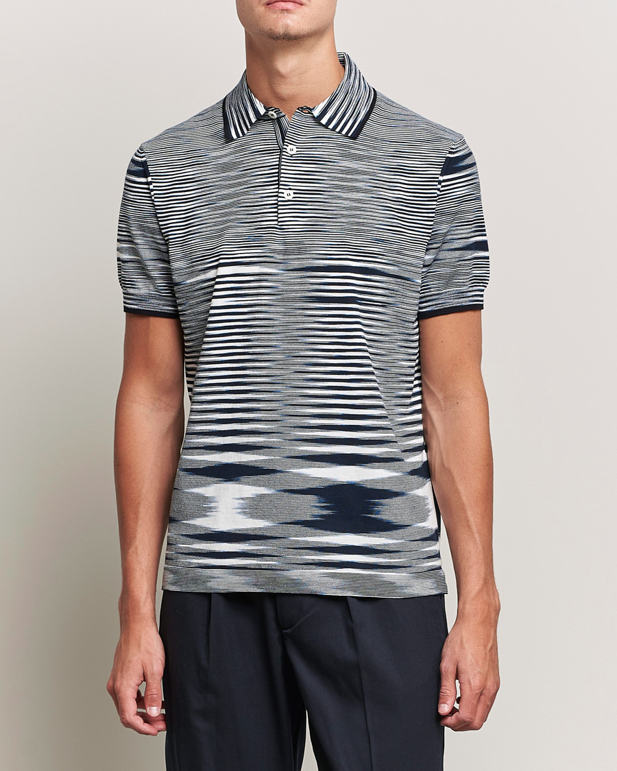 Hombres | Polos | Missoni | Fiammato Knitted Polo Navy/White