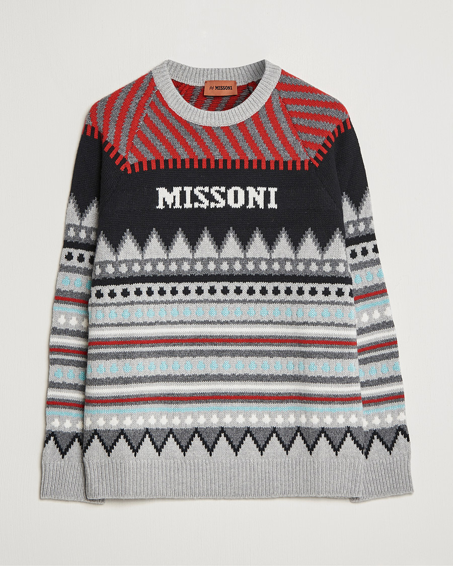 Hombres | Jerséis y prendas de punto | Missoni | Mountain Calling Jacquard Sweater Grey/Red
