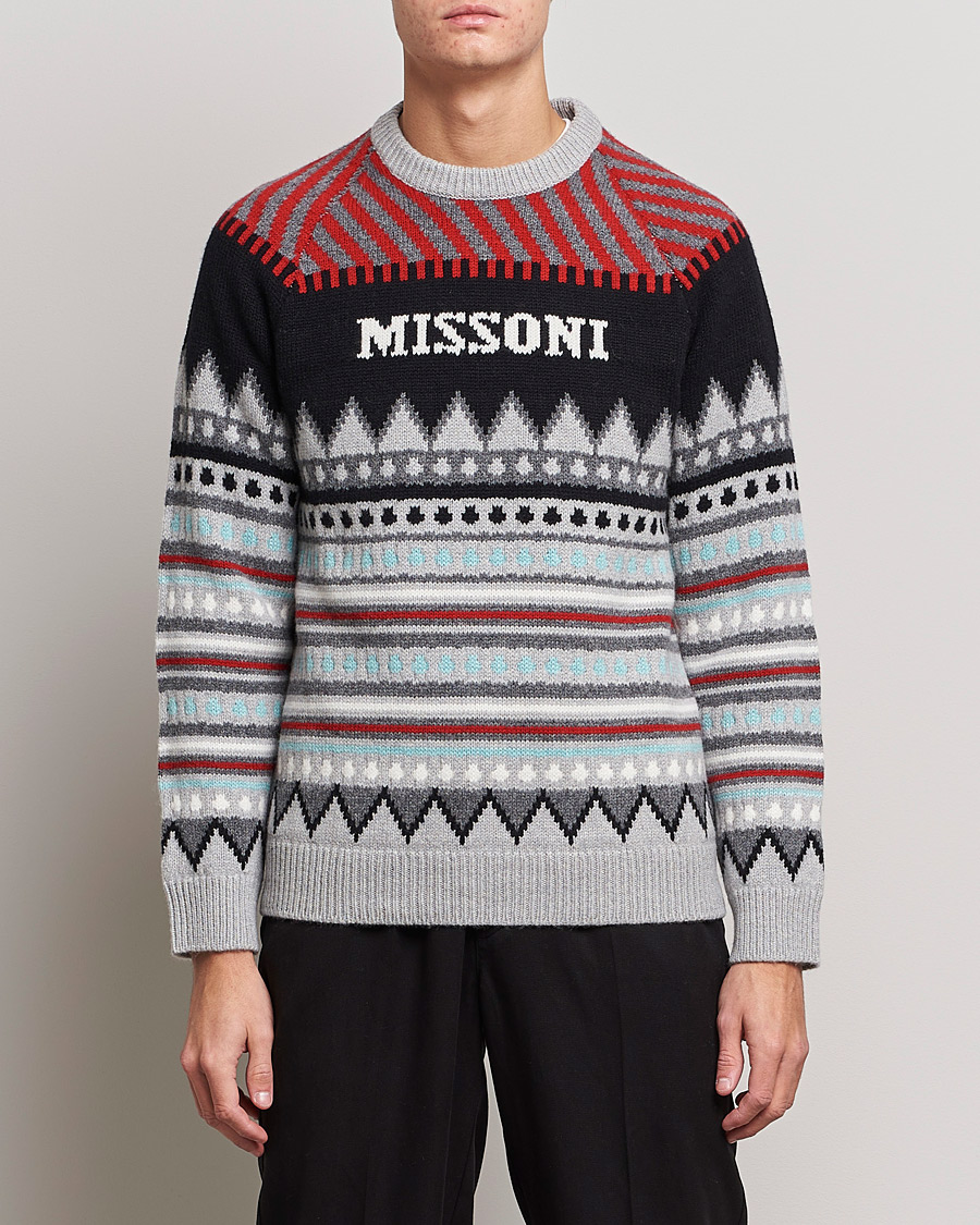 Hombres | Jerséis y prendas de punto | Missoni | Mountain Calling Jacquard Sweater Grey/Red
