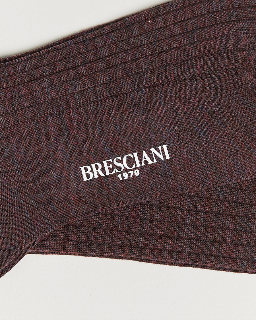 Hombres | Ropa interior y calcetines | Bresciani | Wool/Nylon Ribbed Short Socks Wine Melange