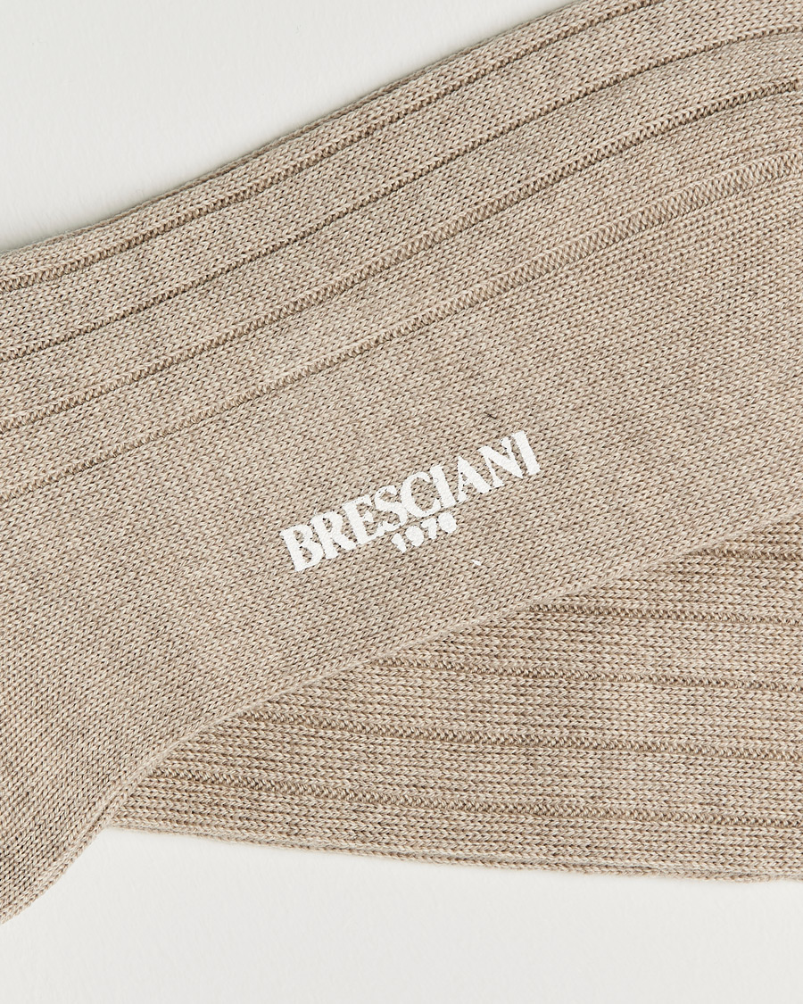 Hombres |  | Bresciani | Wool/Nylon Heavy Ribbed Socks Beige
