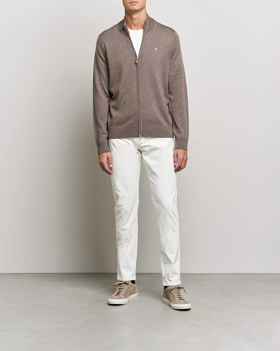 Hombres | Jerséis y prendas de punto | Morris | Merino Zip Cardigan Brown