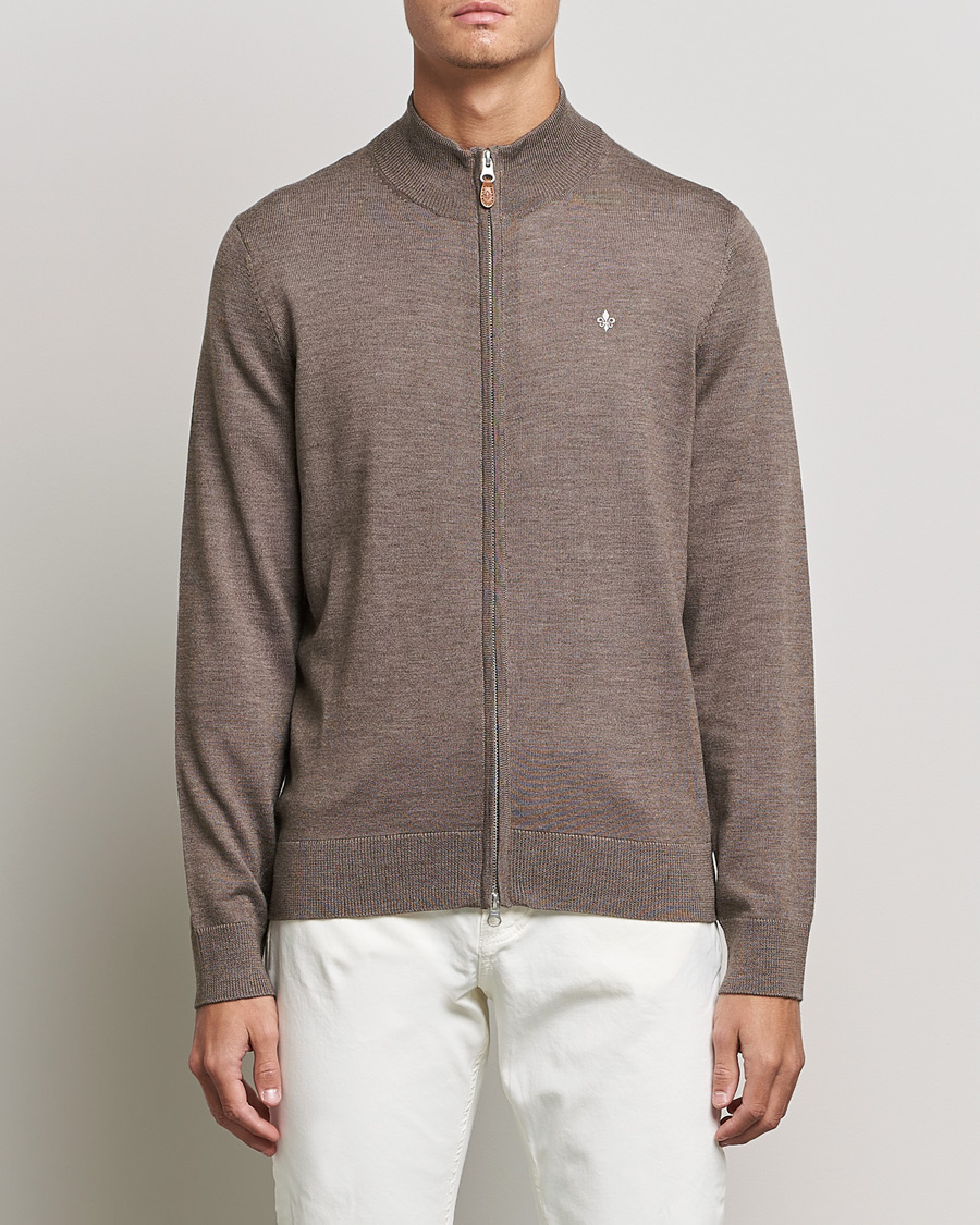 Hombres | Jerséis y prendas de punto | Morris | Merino Zip Cardigan Brown