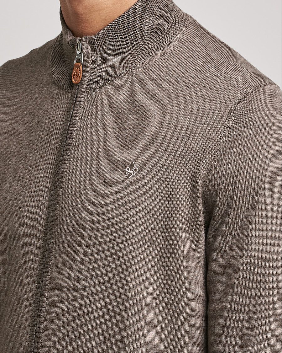 Hombres | Jerséis y prendas de punto | Morris | Merino Zip Cardigan Brown