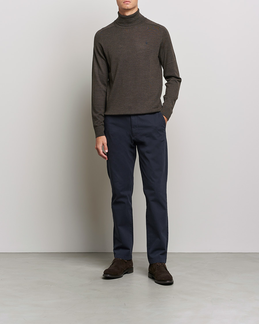 Hombres | Jerséis y prendas de punto | Morris | Merino Rollneck Dark Brown Melange
