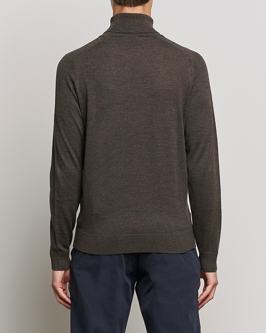 Hombres | Jerséis y prendas de punto | Morris | Merino Rollneck Dark Brown Melange