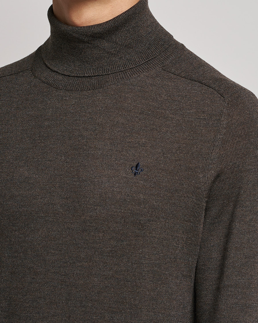 Hombres | Jerséis y prendas de punto | Morris | Merino Rollneck Dark Brown Melange