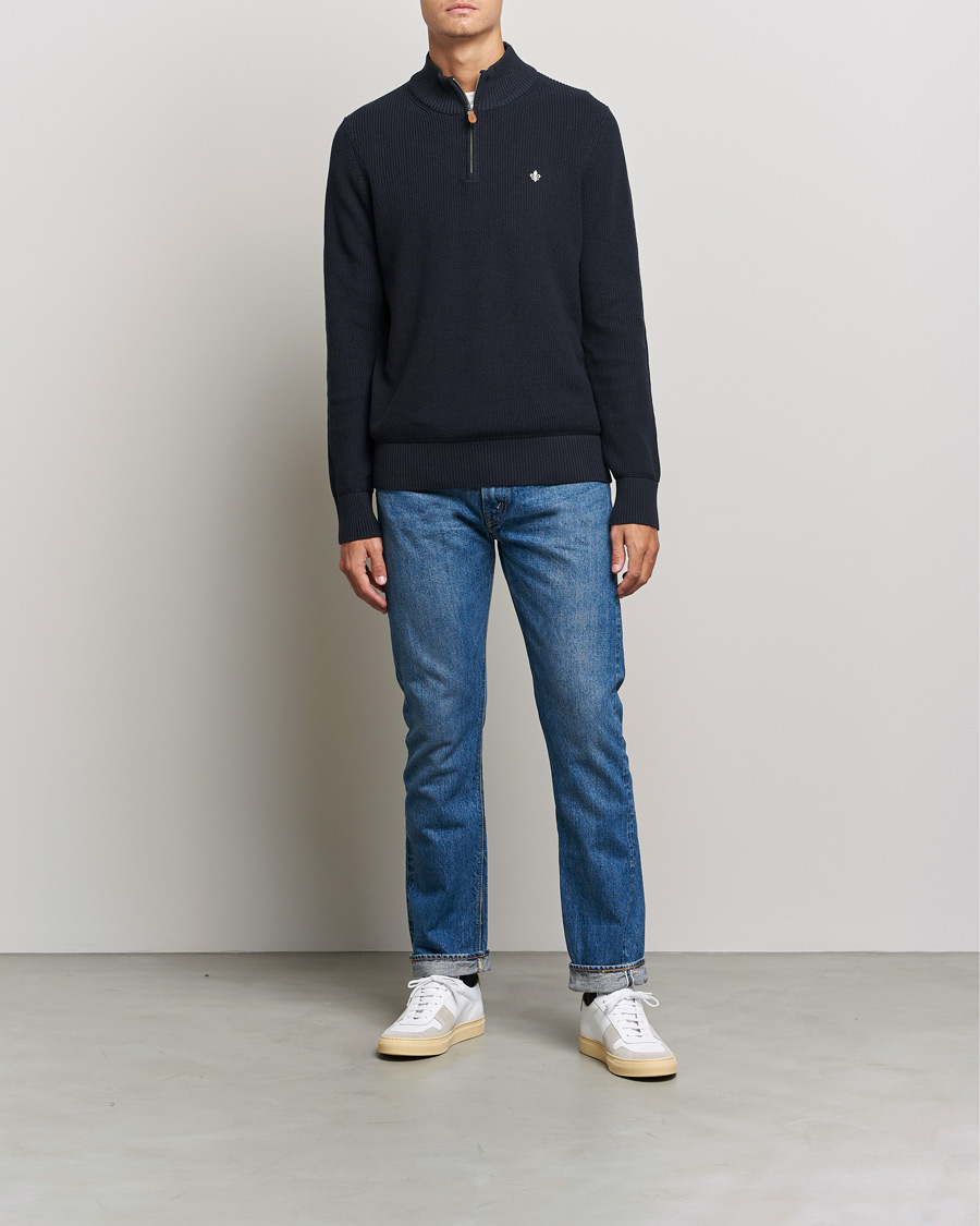 Hombres | Jerséis y prendas de punto | Morris | Bernard Cotton Half Zip Blue