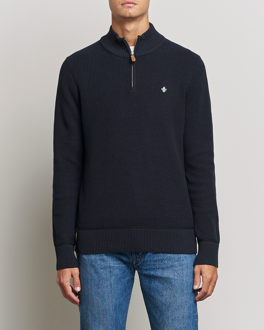 Hombres | Jerséis y prendas de punto | Morris | Bernard Cotton Half Zip Blue