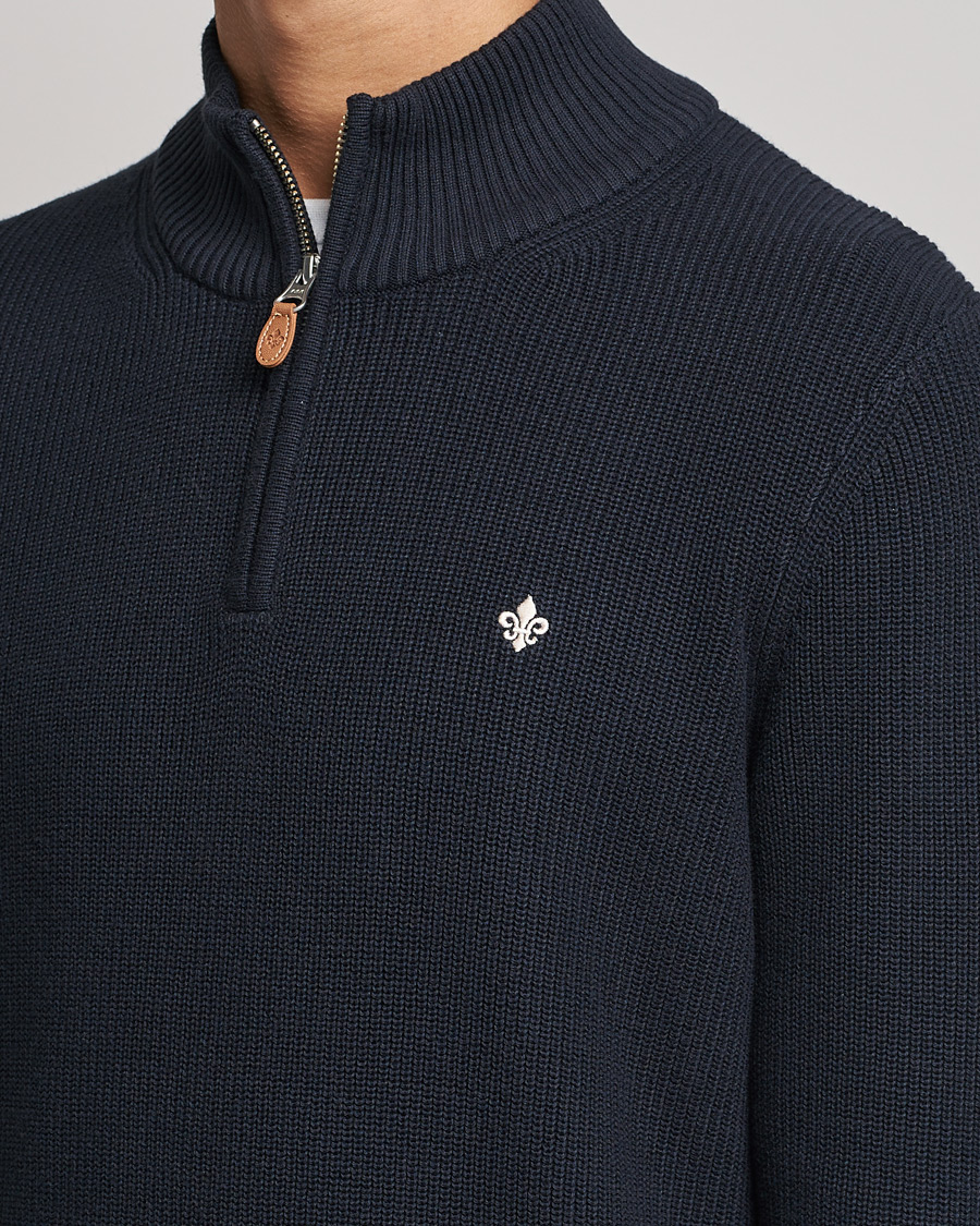 Hombres | Jerséis y prendas de punto | Morris | Bernard Cotton Half Zip Blue