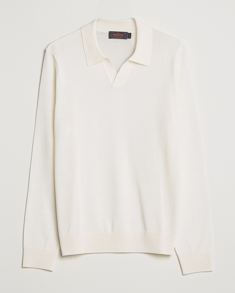 Hombres | Jerséis y prendas de punto | Morris | Delon Merino Knitted Polo Shirt Off White