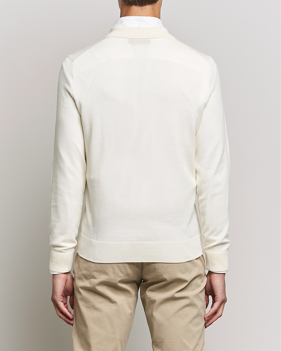 Hombres | Jerséis y prendas de punto | Morris | Delon Merino Knitted Polo Shirt Off White