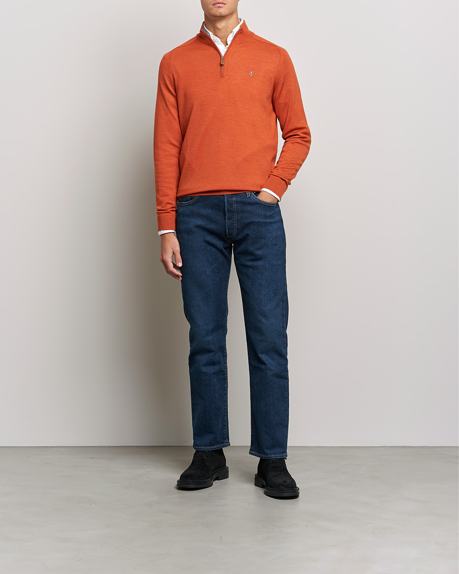 Hombres | Jerséis y prendas de punto | Morris | John Merino Half Zip Orange