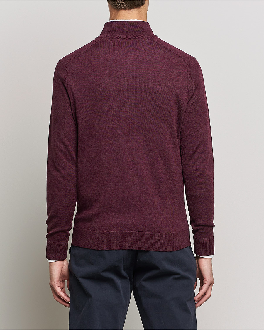 Hombres | Jerséis y prendas de punto | Morris | John Merino Half Zip Burgundy