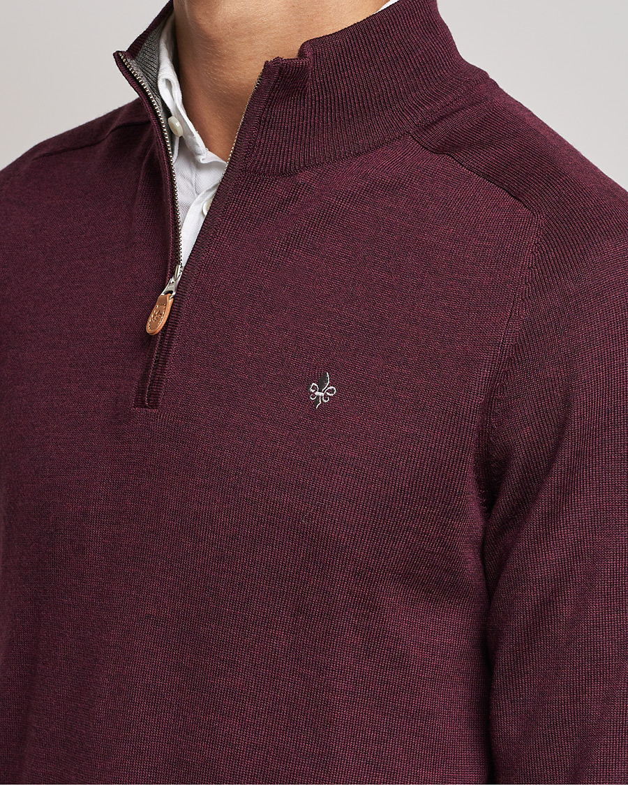 Hombres | Jerséis y prendas de punto | Morris | John Merino Half Zip Burgundy