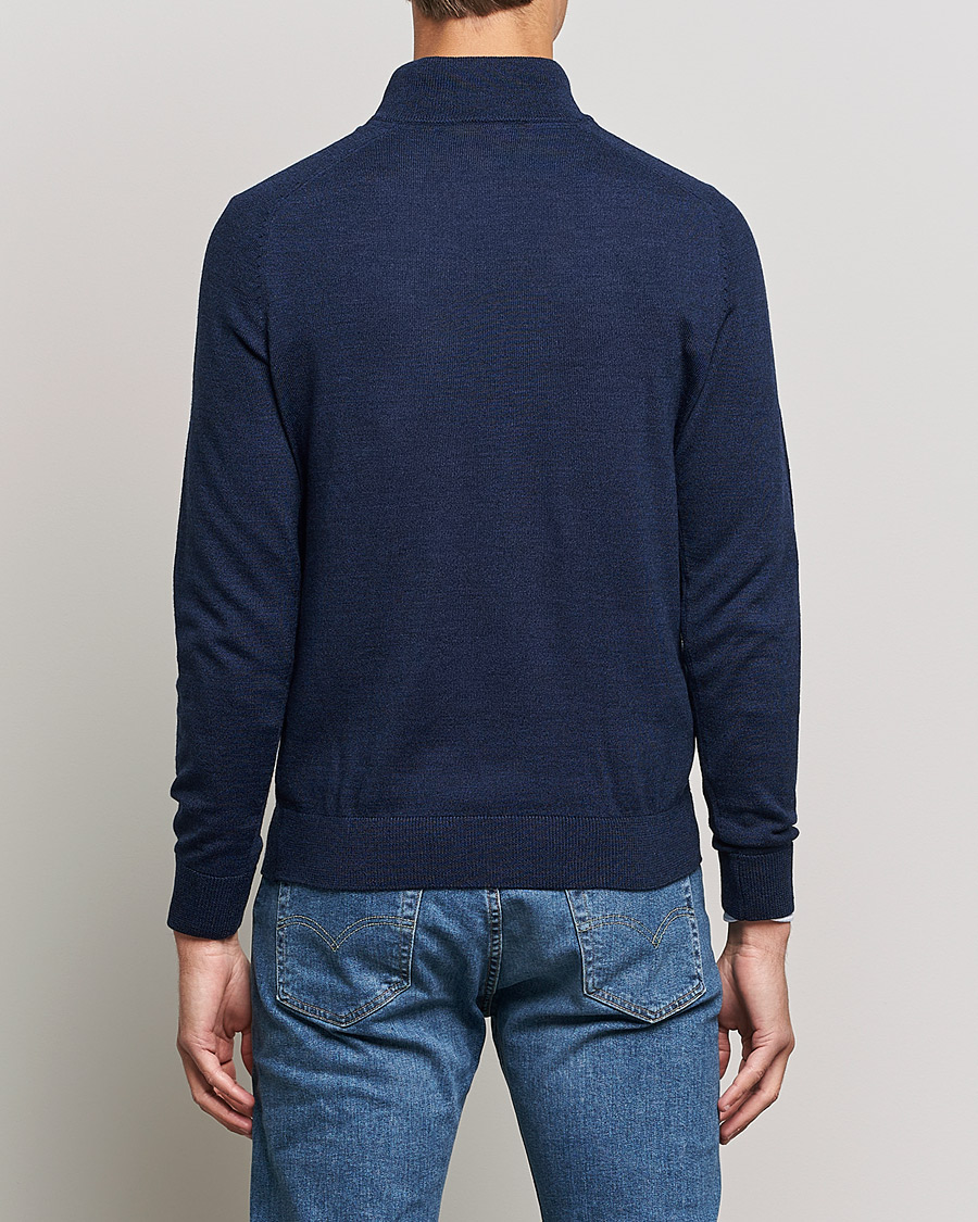 Hombres | Jerséis y prendas de punto | Morris | John Merino Half Zip Blue