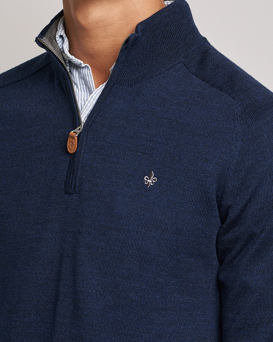 Hombres | Jerséis y prendas de punto | Morris | John Merino Half Zip Blue