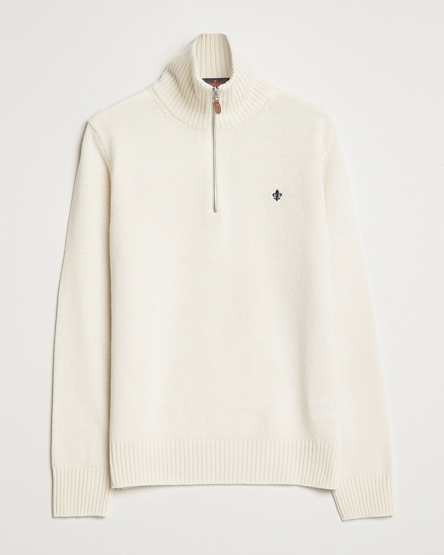 Hombres | Jerséis y prendas de punto | Morris | Kieran Wool Half Zip Off White