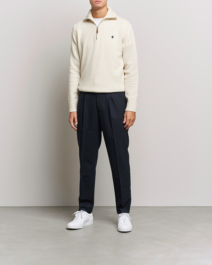 Hombres | Jerséis y prendas de punto | Morris | Kieran Wool Half Zip Off White