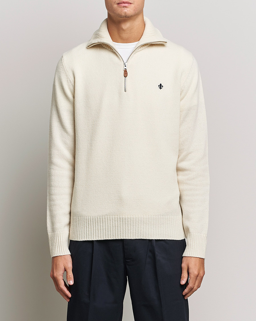 Hombres | Jerséis y prendas de punto | Morris | Kieran Wool Half Zip Off White
