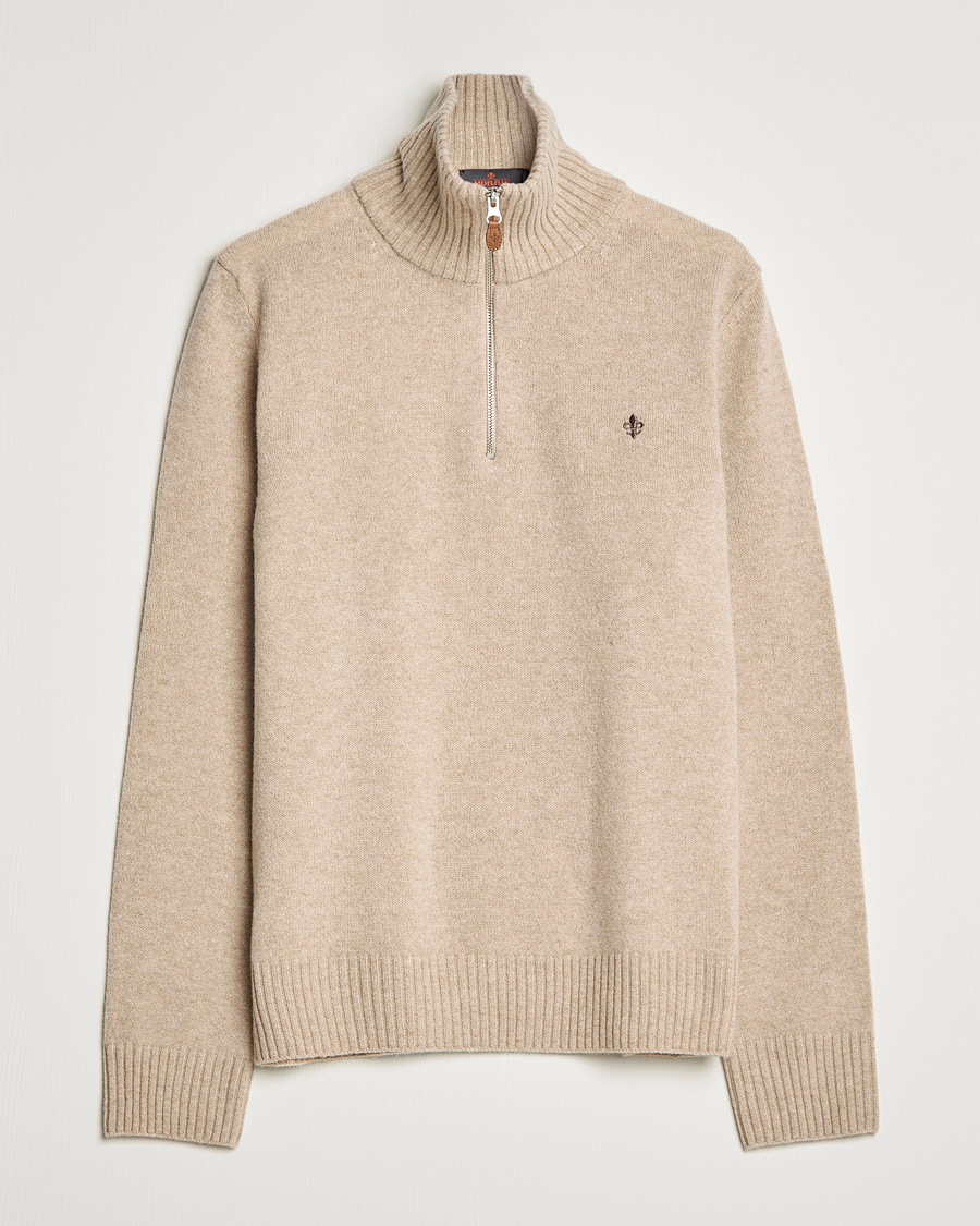 Hombres | Jerséis y prendas de punto | Morris | Kieran Wool Half Zip Khaki