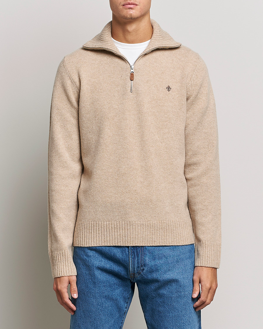 Hombres | Jerséis y prendas de punto | Morris | Kieran Wool Half Zip Khaki