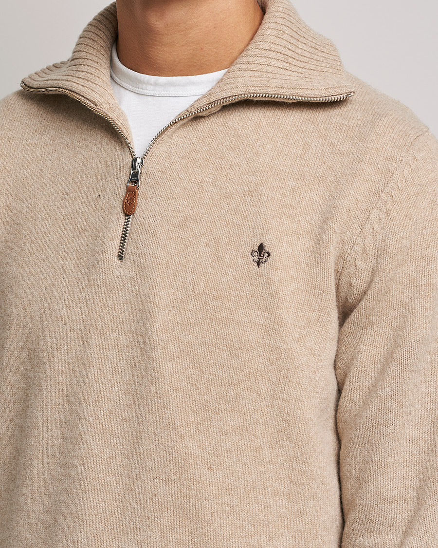 Hombres | Jerséis y prendas de punto | Morris | Kieran Wool Half Zip Khaki