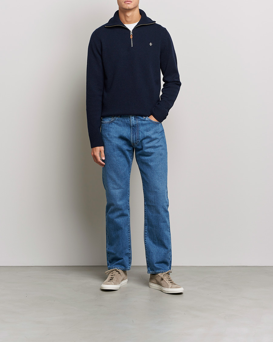 Hombres | Jerséis y prendas de punto | Morris | Kieran Wool Half Zip Navy