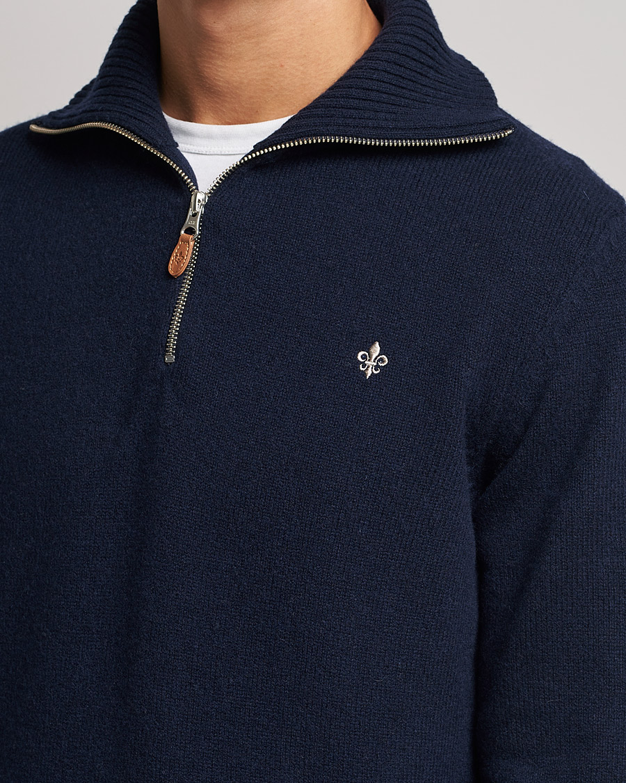Hombres | Jerséis y prendas de punto | Morris | Kieran Wool Half Zip Navy