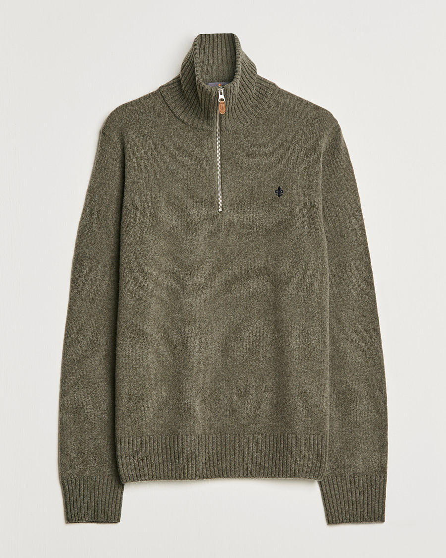 Hombres | Jerséis y prendas de punto | Morris | Kieran Wool Half Zip Olive