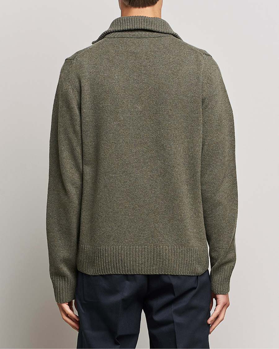 Hombres | Jerséis y prendas de punto | Morris | Kieran Wool Half Zip Olive