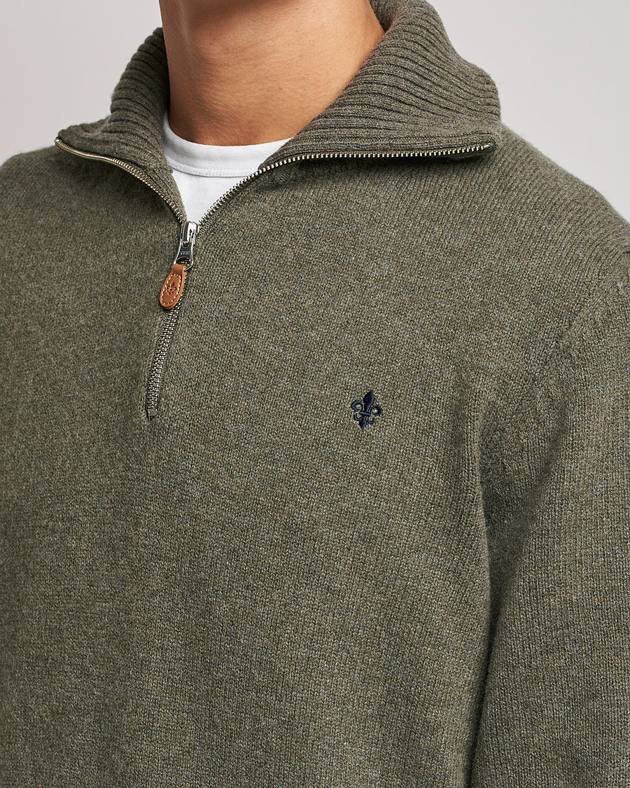 Hombres | Jerséis y prendas de punto | Morris | Kieran Wool Half Zip Olive
