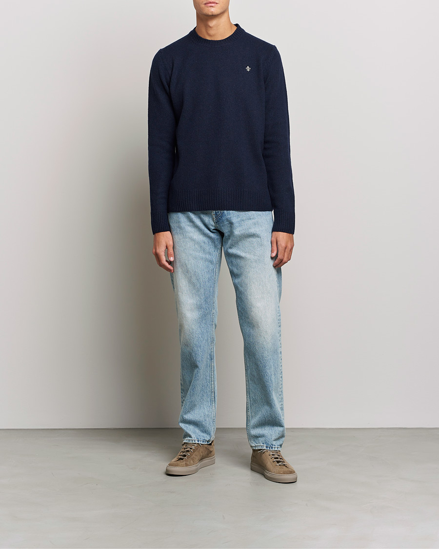 Hombres | Jerséis y prendas de punto | Morris | Kieran Wool Crew Neck Navy