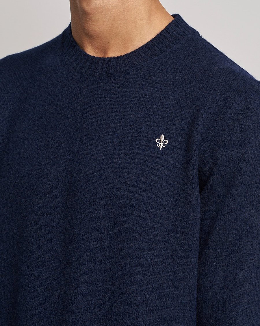Hombres | Jerséis y prendas de punto | Morris | Kieran Wool Crew Neck Navy