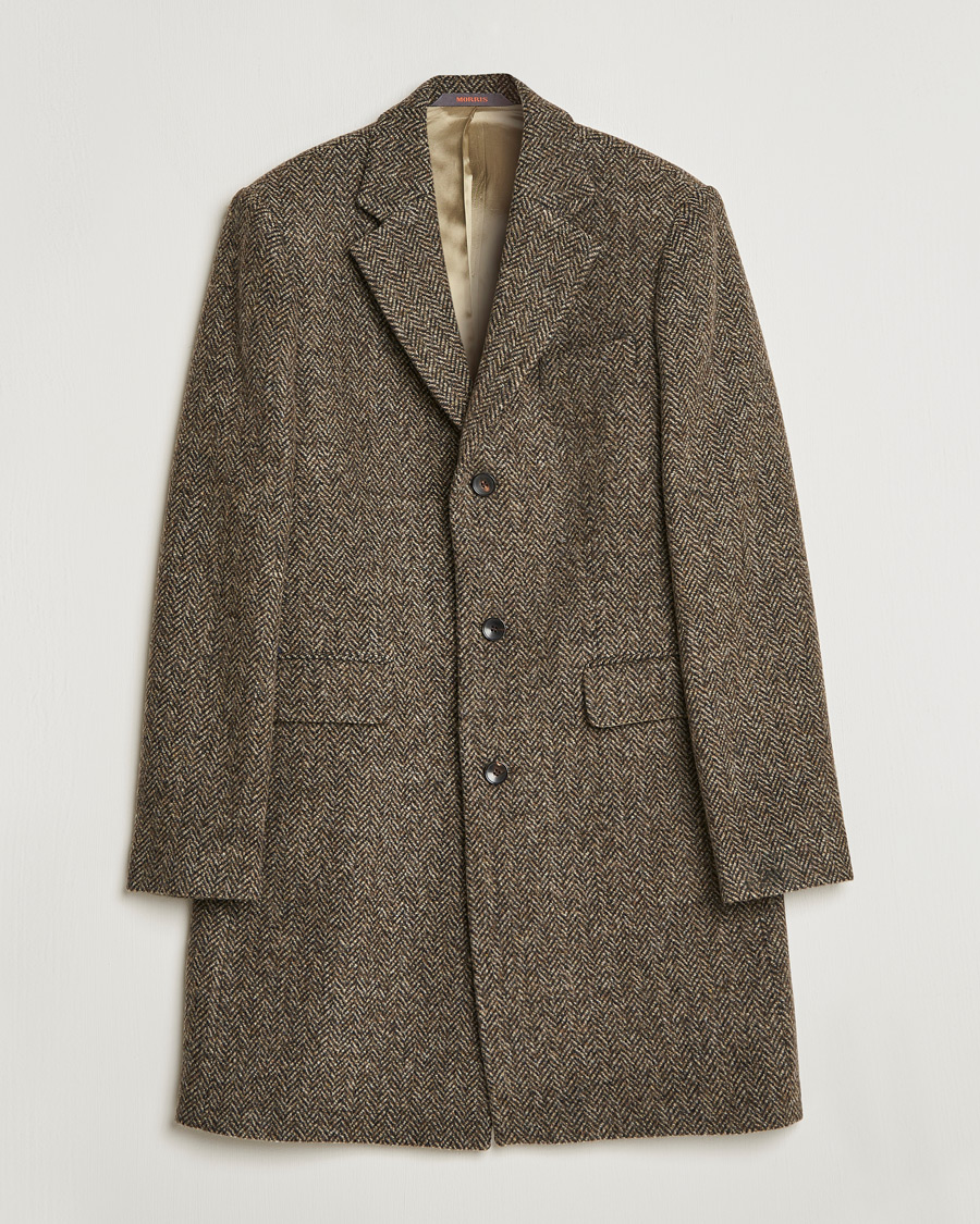 Hombres | Abrigos y chaquetas | Morris | Wool Herringbone Coat Dark Brown