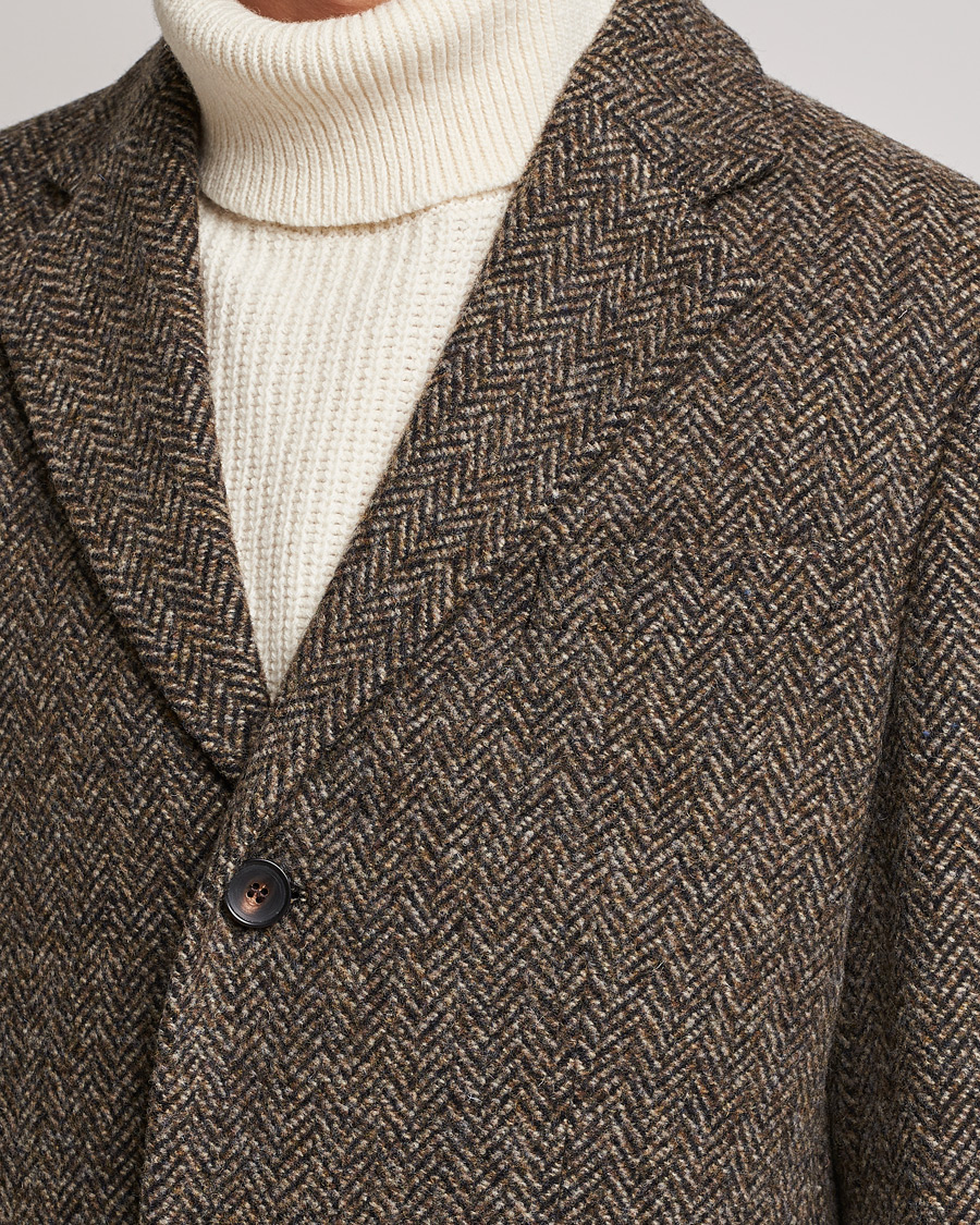Hombres | Abrigos y chaquetas | Morris | Wool Herringbone Coat Dark Brown