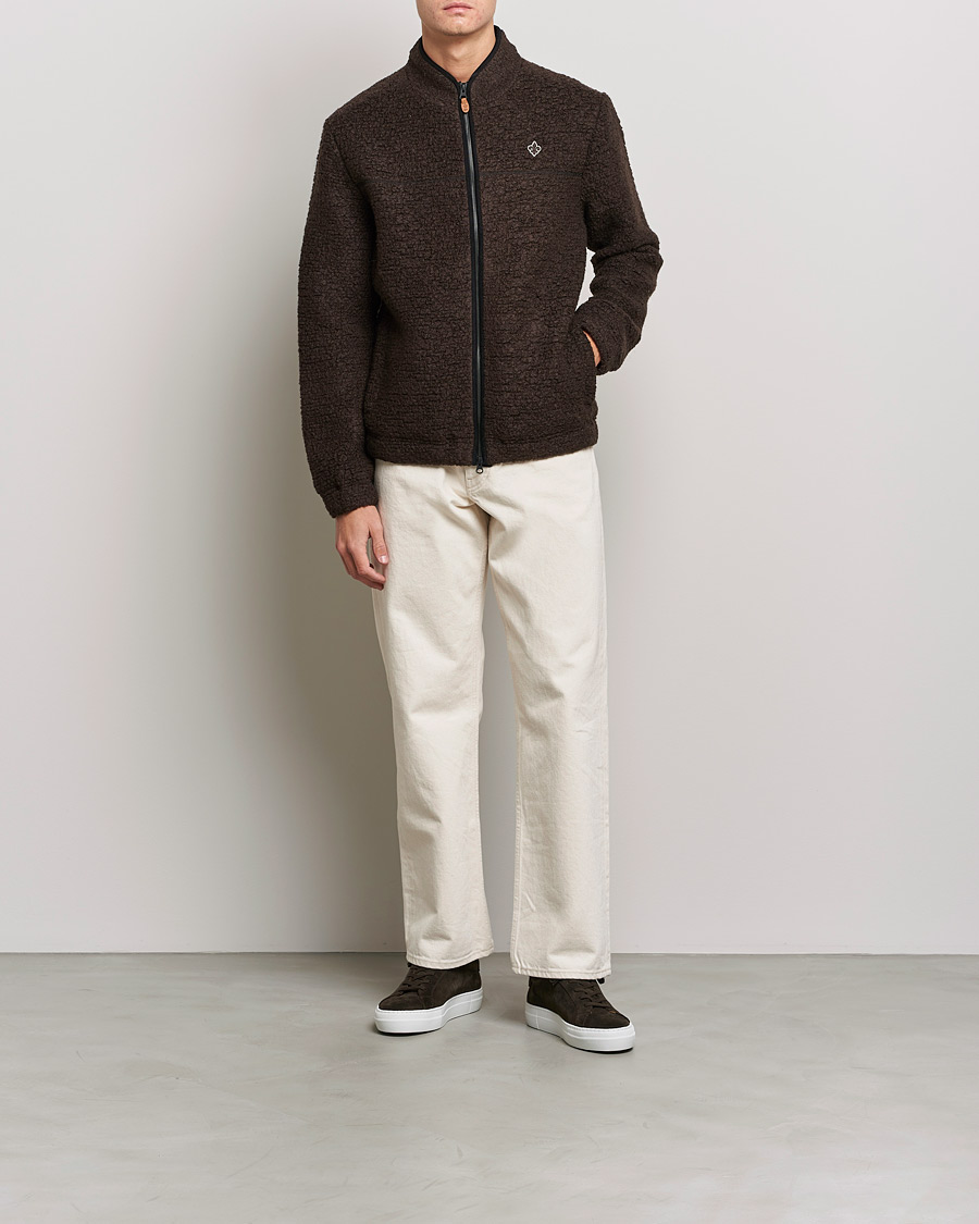 Hombres | Jerséis y prendas de punto | Morris | Chadwick Pile Jacket Dark Brown