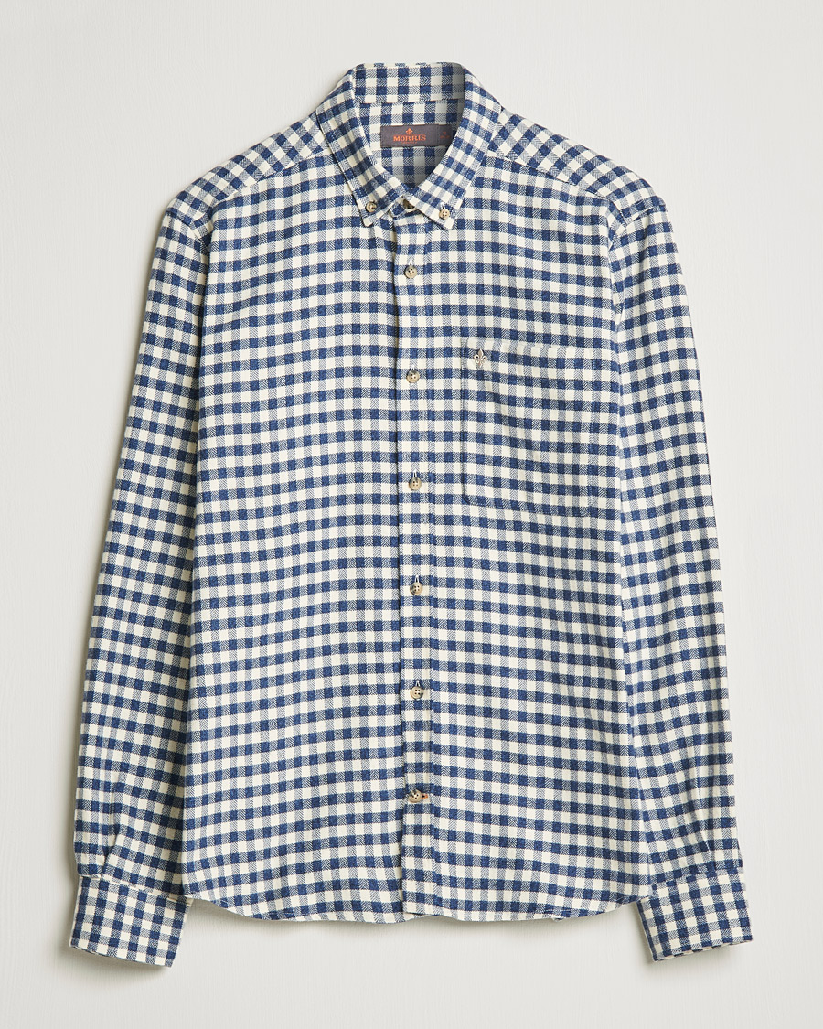 Hombres | Camisas | Morris | Brushed Twill Checked Shirt Navy/White