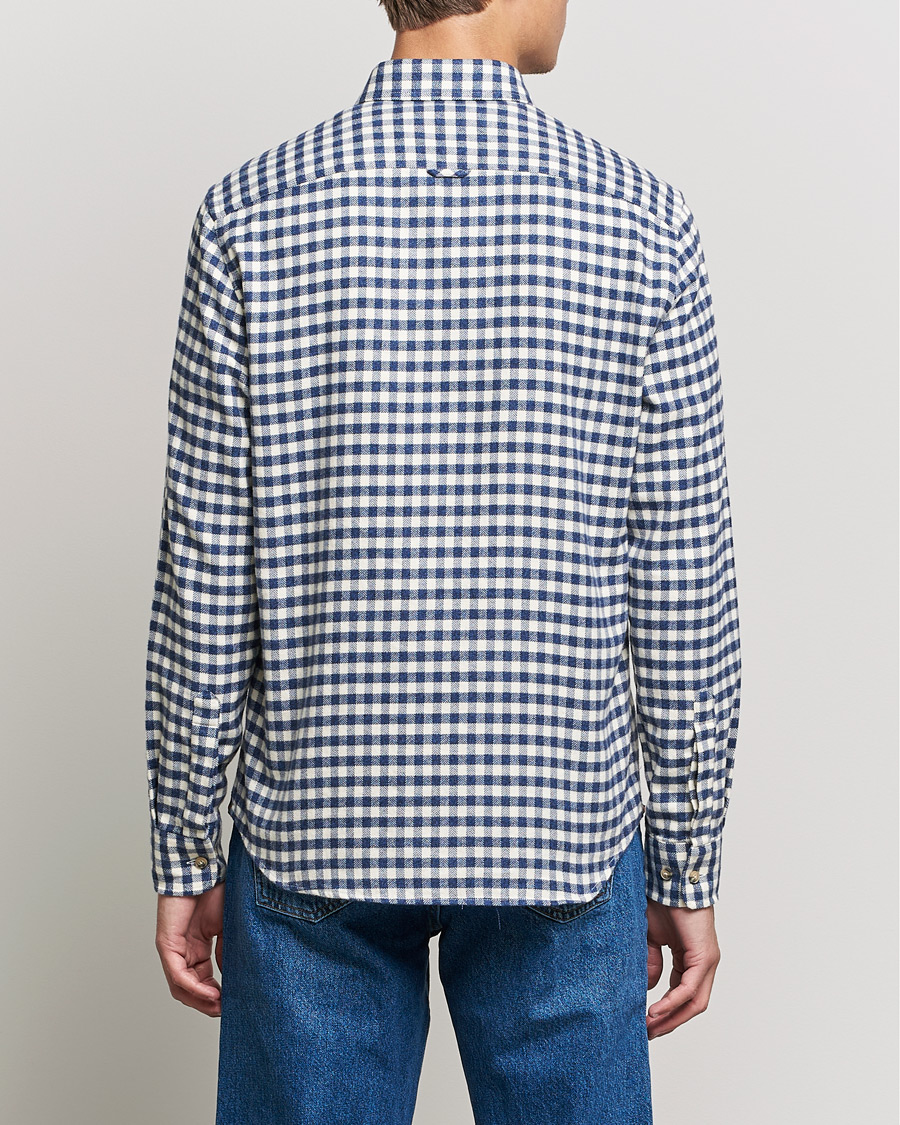 Hombres | Camisas | Morris | Brushed Twill Checked Shirt Navy/White