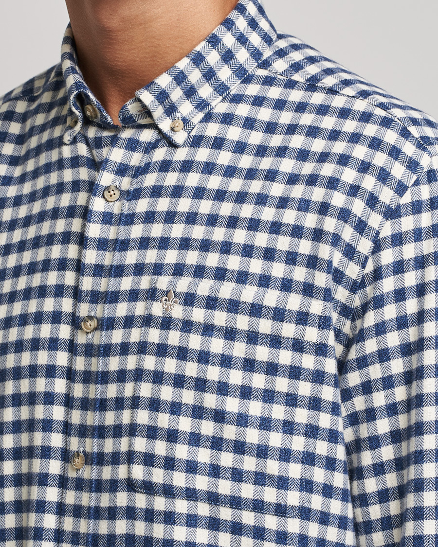 Hombres | Camisas | Morris | Brushed Twill Checked Shirt Navy/White