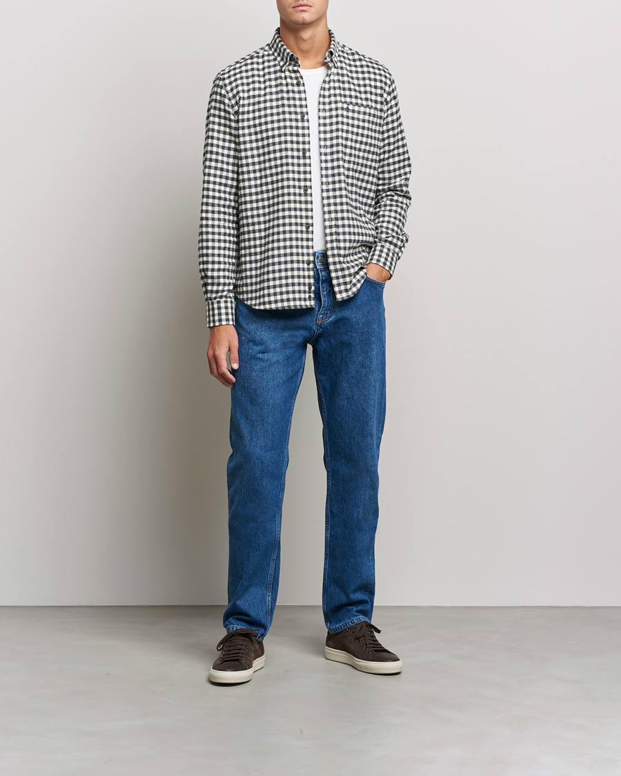 Hombres | Camisas | Morris | Brushed Twill Checked Shirt Grey/White