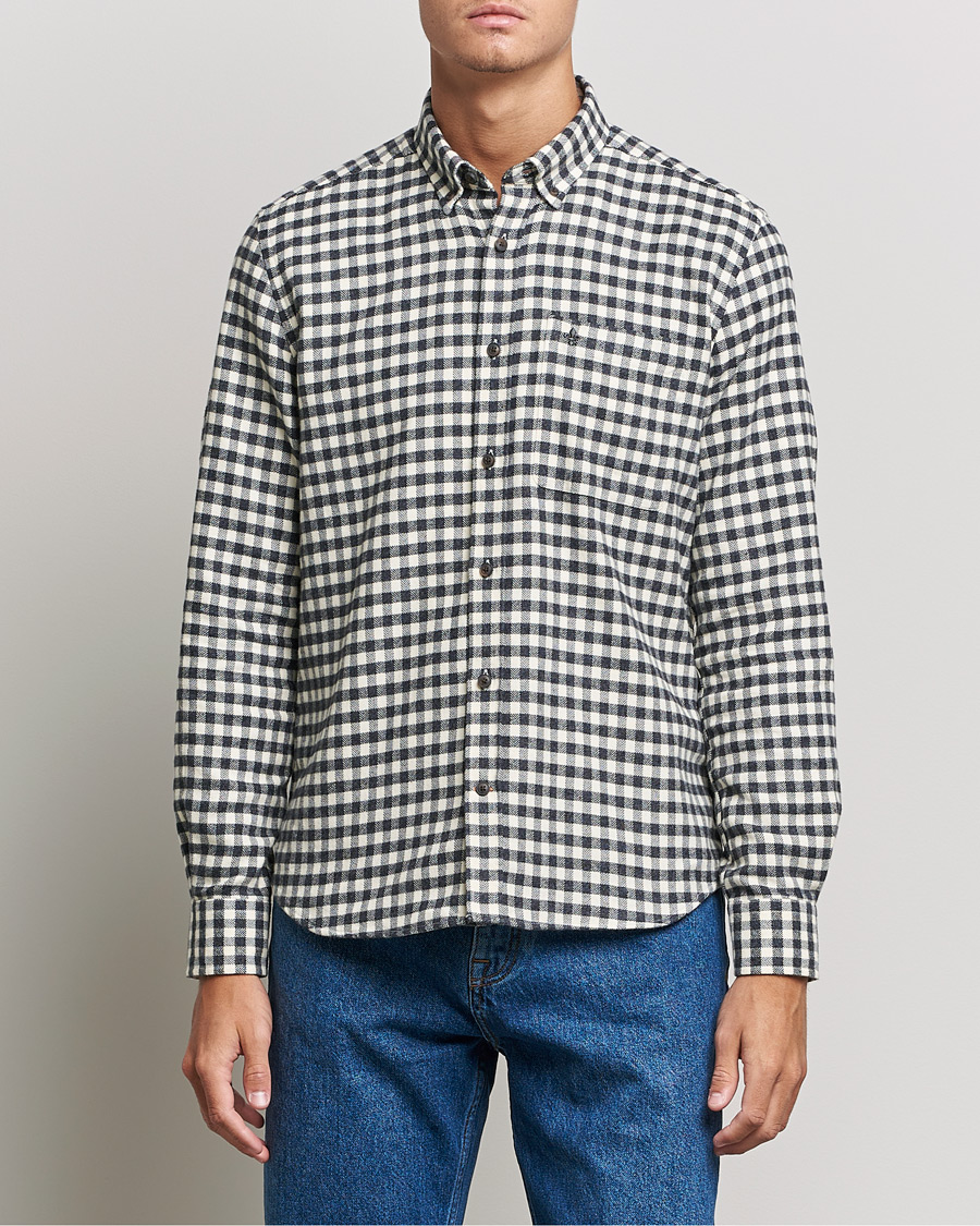 Hombres | Camisas | Morris | Brushed Twill Checked Shirt Grey/White
