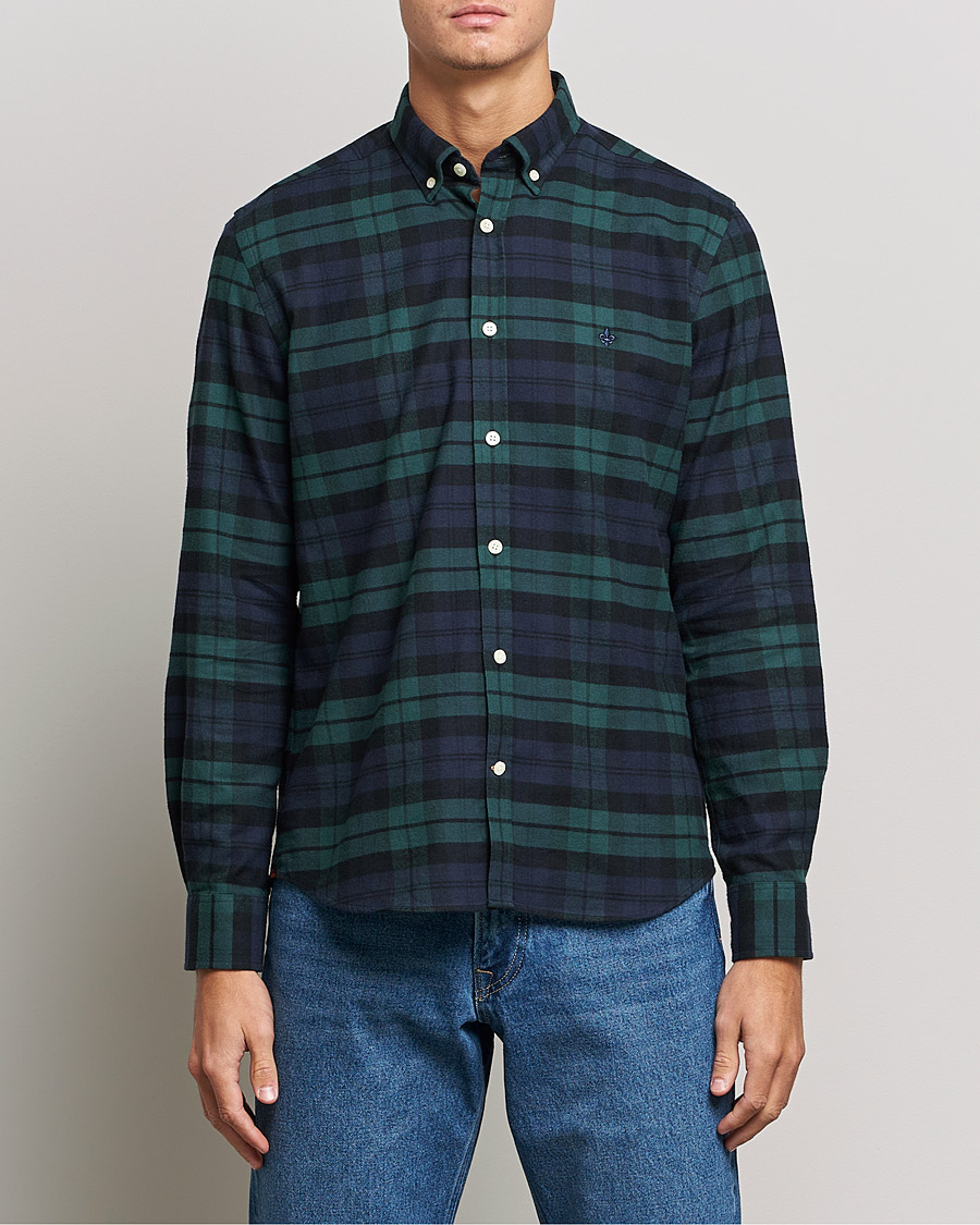 Hombres | Camisas | Morris | Brushed Flannel Checked Shirt Blackwatch